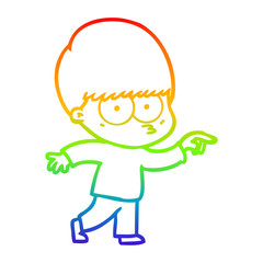 rainbow gradient line drawing nervous cartoon boy