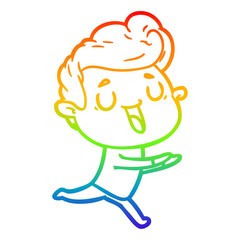 rainbow gradient line drawing happy cartoon man