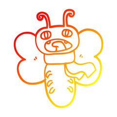 warm gradient line drawing funny cartoon butterfly