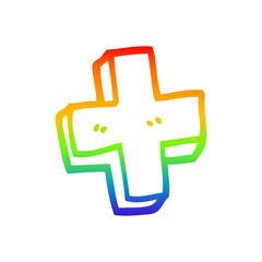 rainbow gradient line drawing cartoon plus symbol