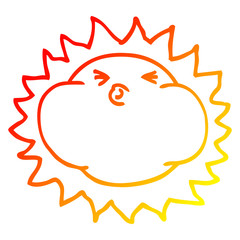warm gradient line drawing cartoon shining sun