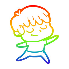 rainbow gradient line drawing cartoon happy boy