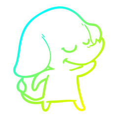 cold gradient line drawing cartoon smiling elephant