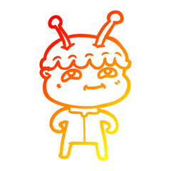 warm gradient line drawing friendly cartoon spaceman