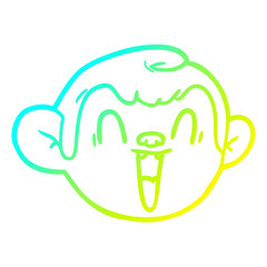 cold gradient line drawing cartoon monkey face