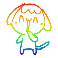 rainbow gradient line drawing cute cartoon dog