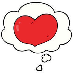 cartoon love heart and thought bubble