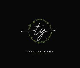 T G TG Beauty vector initial logo, handwriting logo of initial signature, wedding, fashion, jewerly, boutique, floral and botanical with creative template for any company or business.