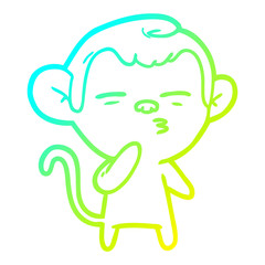 cold gradient line drawing cartoon suspicious monkey