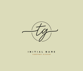 T G TG Beauty vector initial logo, handwriting logo of initial signature, wedding, fashion, jewerly, boutique, floral and botanical with creative template for any company or business.