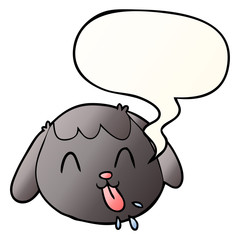 cartoon dog face and speech bubble in smooth gradient style