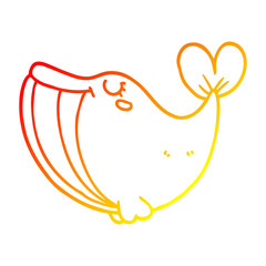 warm gradient line drawing cartoon whale