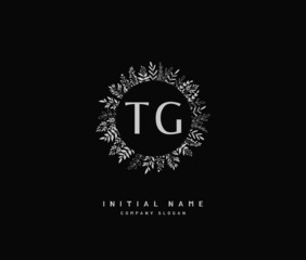 Fototapeta na wymiar T G TG Beauty vector initial logo, handwriting logo of initial signature, wedding, fashion, jewerly, boutique, floral and botanical with creative template for any company or business.