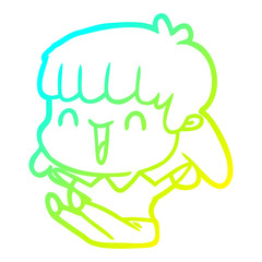 cold gradient line drawing cartoon woman