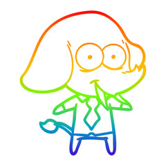 rainbow gradient line drawing happy cartoon elephant boss