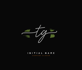 T G TG Beauty vector initial logo, handwriting logo of initial signature, wedding, fashion, jewerly, boutique, floral and botanical with creative template for any company or business.