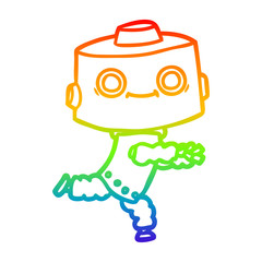 rainbow gradient line drawing cartoon robot