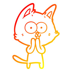 warm gradient line drawing funny cartoon cat