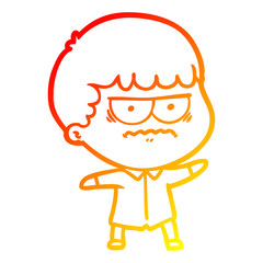 warm gradient line drawing cartoon annoyed man