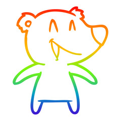 rainbow gradient line drawing laughing bear cartoon