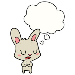 cartoon rabbit talking and thought bubble