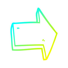cold gradient line drawing cartoon pointing arrow