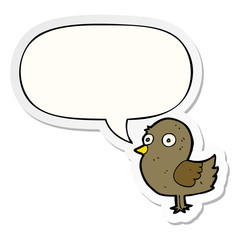 cartoon bird and speech bubble sticker