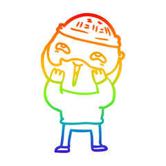 rainbow gradient line drawing cartoon happy bearded man