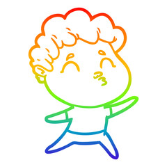 rainbow gradient line drawing cartoon man pouting