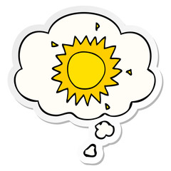 cartoon sun and thought bubble as a printed sticker