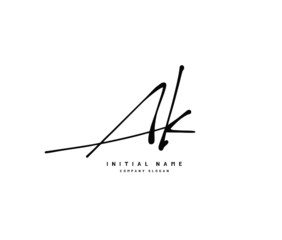 A K AK Beauty vector initial logo, handwriting logo of initial signature, wedding, fashion, jewerly, boutique, floral and botanical with creative template for any company or business.