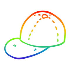 rainbow gradient line drawing cartoon baseball cap