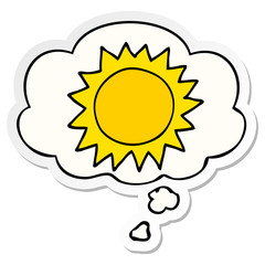 cartoon sun and thought bubble as a printed sticker