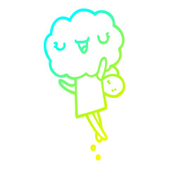 cold gradient line drawing cute cartoon cloud head creature