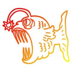 warm gradient line drawing cartoon lantern fish