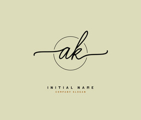 A K AK Beauty vector initial logo, handwriting logo of initial signature, wedding, fashion, jewerly, boutique, floral and botanical with creative template for any company or business.