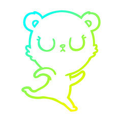 cold gradient line drawing peaceful cartoon bear running