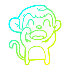 cold gradient line drawing shouting cartoon monkey