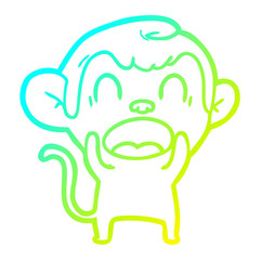 cold gradient line drawing shouting cartoon monkey