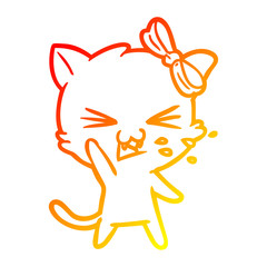 warm gradient line drawing cartoon cat