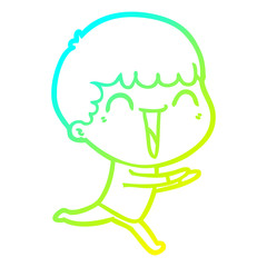 cold gradient line drawing cartoon happy man