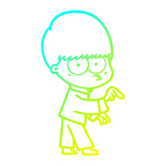cold gradient line drawing nervous cartoon boy