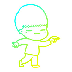 cold gradient line drawing cartoon smug boy