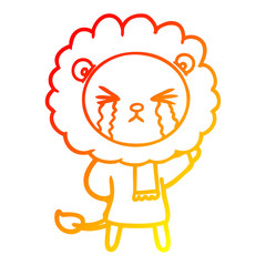 warm gradient line drawing cartoon crying lion