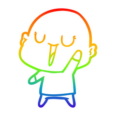 rainbow gradient line drawing happy cartoon bald man