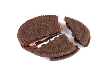 Chocolate cream cookies isolated on white