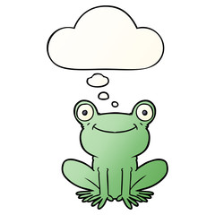 cartoon frog and thought bubble in smooth gradient style