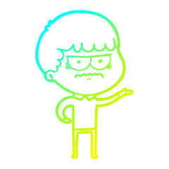 cold gradient line drawing cartoon annoyed man