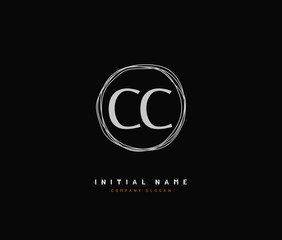 C CC Beauty vector initial logo, handwriting logo of initial signature, wedding, fashion, jewerly, boutique, floral and botanical with creative template for any company or business.