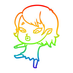 rainbow gradient line drawing cute cartoon vampire girl